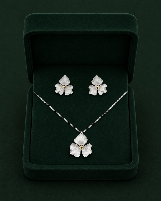 نیمست نقره ۹۲۵ زنانه طرح گلبرگ کدZS023