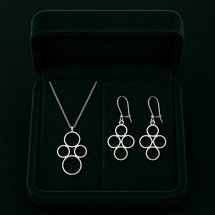 نیم ست نقره ۹۲۵زنانه طرح حلقه کدNS005