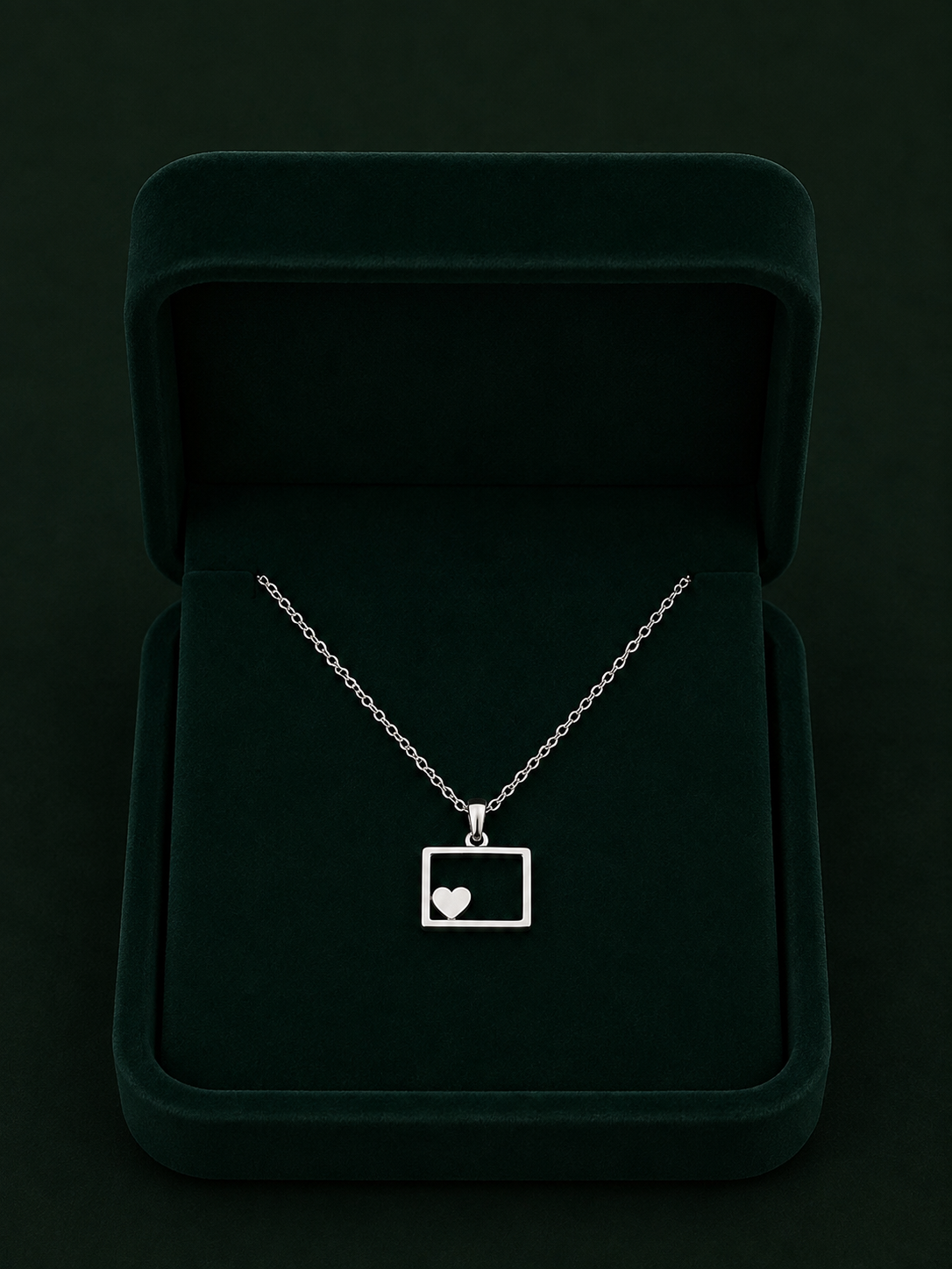 گردنبند نقره ۹۲۵ زنانه طرح مستطیل قلب کدZN0۱۶